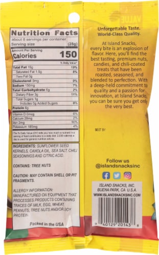 Island Snacks Value Size Chili Lime Sunflower Kernels Perspective: back