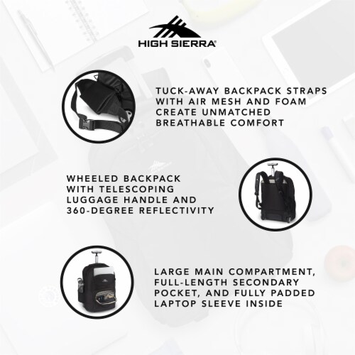 High Sierra Freewheel Pro Backpack - Black Perspective: back