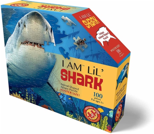 I AM Lil Shark 100 Piece Animal-Shaped Jigsaw Puzzle Perspective: back
