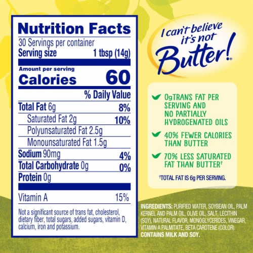 I Can't Believe It's Not Butter! Olive Oil Spread Perspective: back
