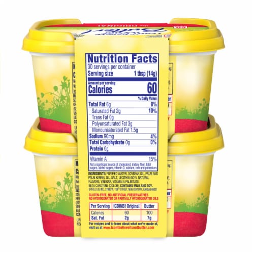 I Can't Believe It's Not Butter! Original Vegetable Oil Spread Tub 2/Pack Perspective: back