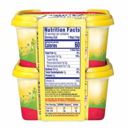 I Can't Believe It's Not Butter! Original Vegetable Oil Spread Tub 2/Pack Perspective: back