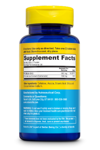 Nature's Life® Energizing Vitamin B-2 Tablets Perspective: back