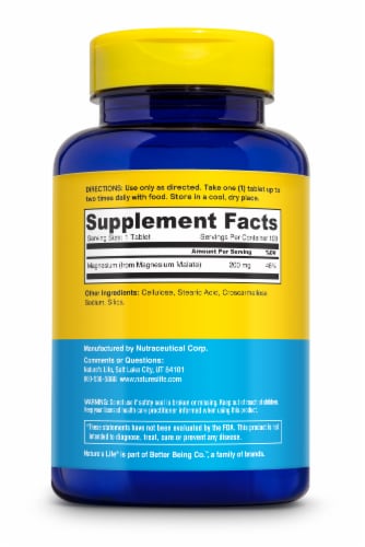 Nature's Life® Renewing Magnesium Malate 200mg Perspective: back