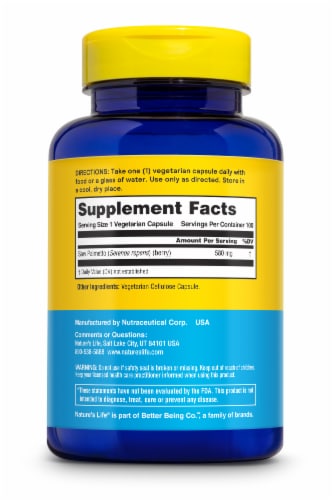 Nature's Life® 500 mg Saw Palmetto Perspective: back