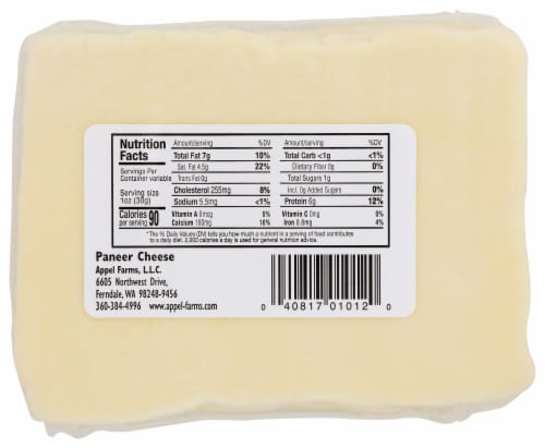 Appel Farms Paneer Cheese Perspective: back