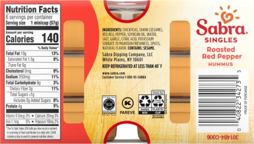 Sabra® Singles Roasted Red Pepper Hummus Multi-Pack Perspective: back