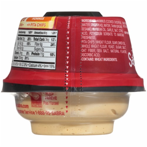 Sabra Classic Hummus & Pita Chips Snackers 4.56 oz Perspective: back