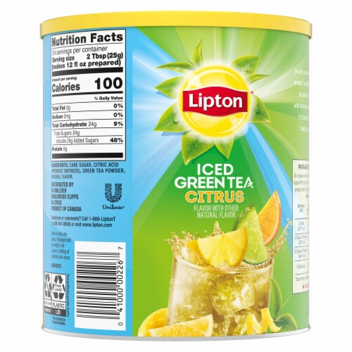 Lipton Citrus Sweetened Iced Green Tea Mix Perspective: back