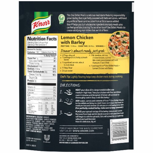 Knorr One Skillet Meals Lemon Chicken with Barley Meal Starter Perspective: back