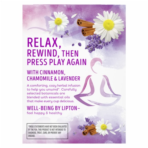 Lipton® Stress Therapy Cinnamon Chamomile & Lavender Caffeine Free Herbal Supplement Tea Bags Perspective: back
