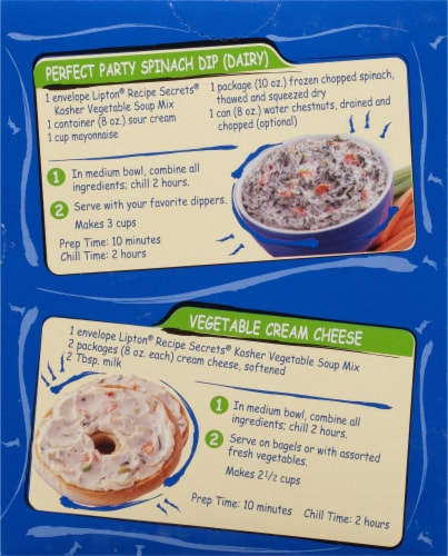 Lipton® Kosher Vegetable Soup and Dip Mix Perspective: back