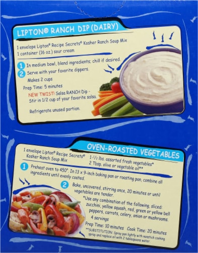 Lipton® Kosher Ranch Soup & Dip Mix Perspective: back