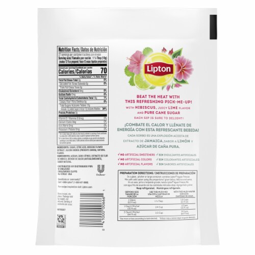 Lipton Aguas Frescas Hibiscus Lime Iced Herbal Tea Mix Perspective: back