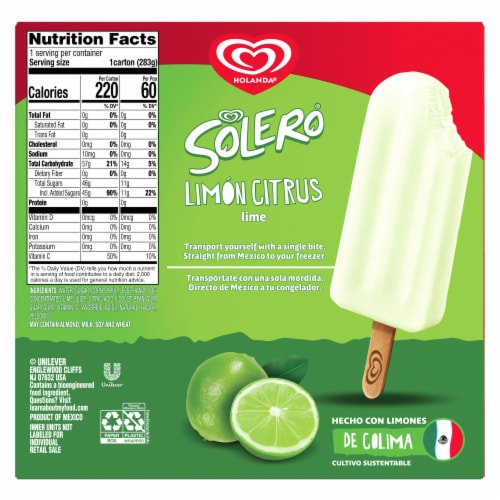 Holanda Solero Ice Pops Lime 8.79 oz Perspective: back