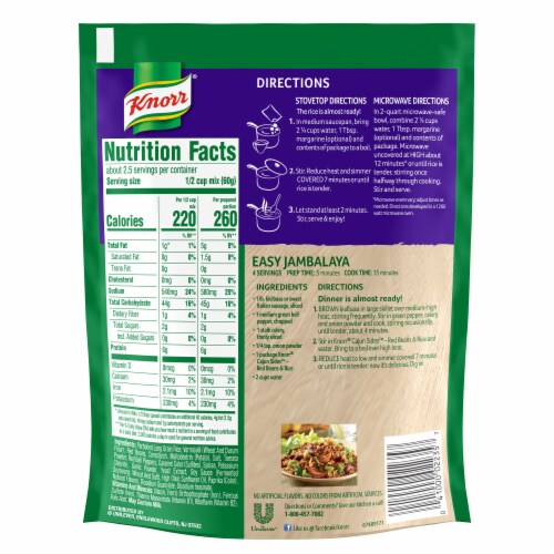Knorr Cajun Sides Red Beans & Rice Perspective: back