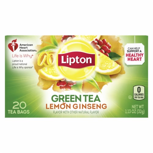 Lipton® Lemon Ginseng Green Tea Bags Perspective: back