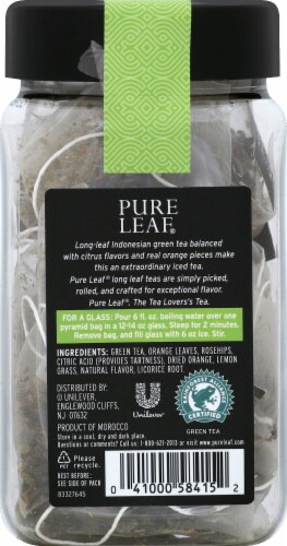Pure Leaf Iced Green Tea with Citrus Pyramid Bags Perspective: back