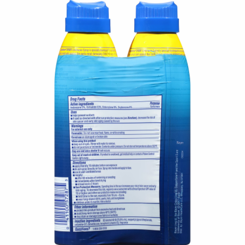 Coppertone Sport Water Resistant Sunscreen Lotion Spray SPF 50 Twin Pack 2 Count Perspective: back