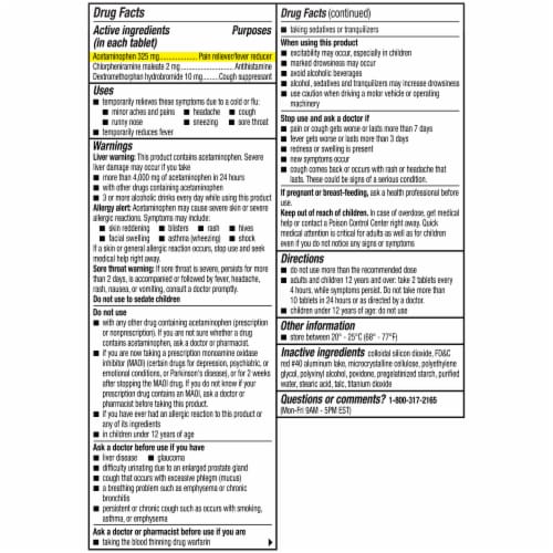 Coricidin® HBP Maximum Strength Multi-Symptom Flu Medicine Tablets Perspective: back