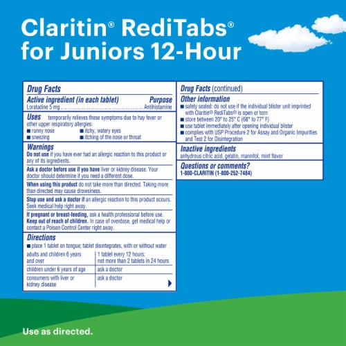 Claritin® RediTabs® 12 HR Allergy Medicine Loratadine Tablets Perspective: back