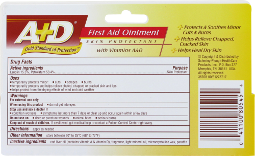 A+D First Aid Ointment Perspective: back
