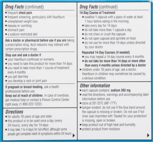 Zegerid OTC® Acid Reducer Capsules Perspective: back