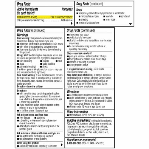 Coricidin® High Blood Pressure Cold & Flu Relief Tablets Perspective: back