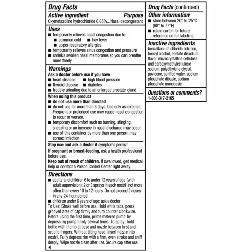 Afrin Congestion Relief NoDrip Pump Mist Oxymetazoline HCl Perspective: back
