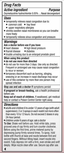 Afrin Congestion Relief Pump Mist Oxymetazoline HCl Perspective: back