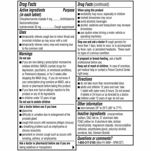 Coricidin® High Blood Pressure Cold & Flu Relief Tablets Perspective: back