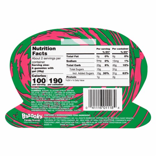 Topps Juicy Drop® Sour Gel and Gummy Candy Perspective: back