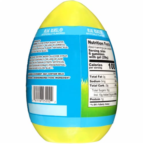 Juicy Dropâ Blue Rebel Gummies Easter Egg Candy Perspective: back