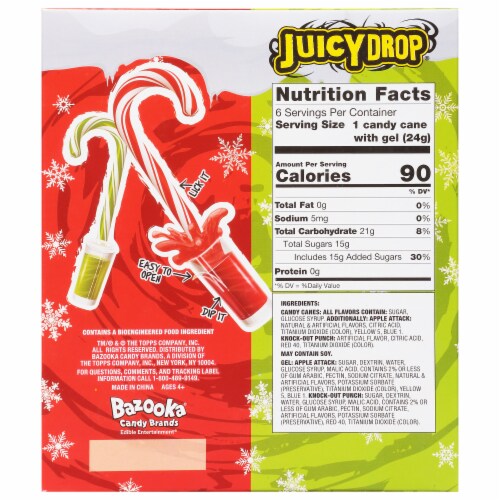 Juicy Drop™ Sour Gel Holiday Candy Canes Perspective: back