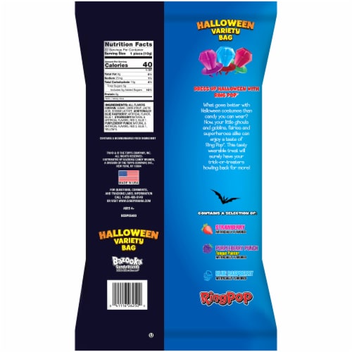 Ring Pop Variety Flavors Halloween Candy Bag Perspective: back
