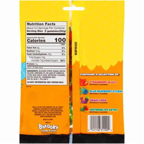 Topps Totally Awesome Dragon Gummy Candy Perspective: back