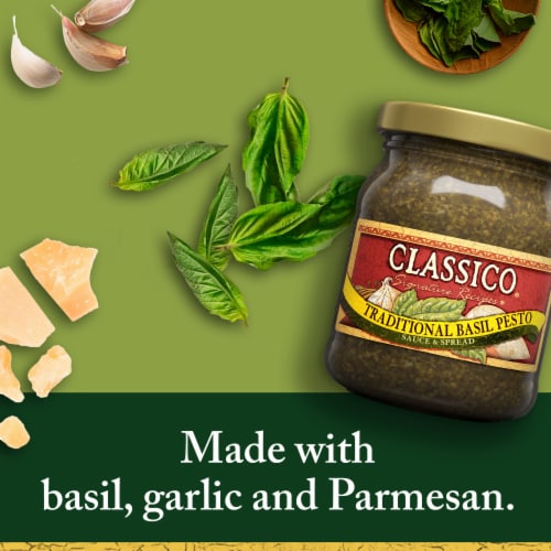 Classico Signature Recipes Traditional Basil Pesto Pasta Sauce & Spread Perspective: back