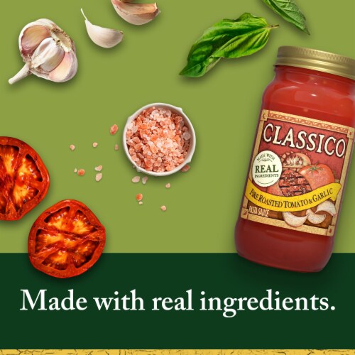 Classico Fire Roasted Tomato & Garlic Spaghetti Pasta Sauce Perspective: back