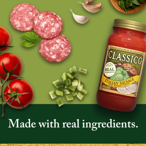 Classico Italian Sausage Spaghetti Pasta Sauce with Peppers & Onions Perspective: back