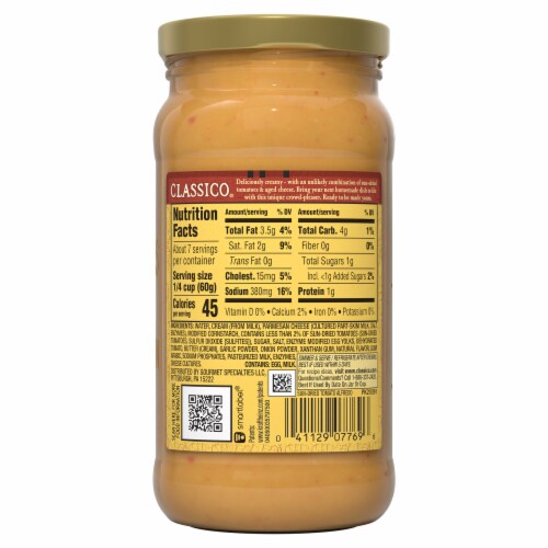 Classico Sun-Dried Tomato Alfredo Spaghetti Pasta Sauce Perspective: back