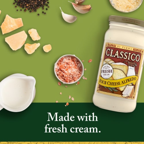 Classico Four Cheese Alfredo Spaghetti Pasta Sauce Perspective: back