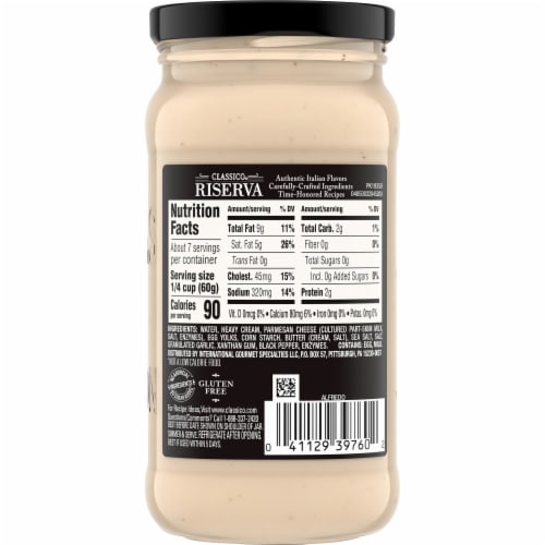 Classico Riserva Alfredo Spaghetti Pasta Sauce Perspective: back