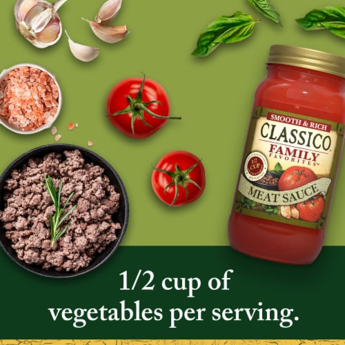 Classico Family Favorites Meat Smooth & Rich Pasta Sauce, Jar Perspective: back