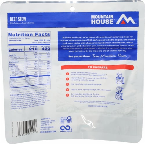 Mountain House Adventure Meals Freeze Dried Camping Meal - Beef Stew Perspective: back
