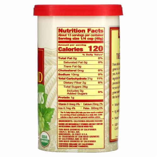 Sun-Maid® Organic California Raisins Perspective: back