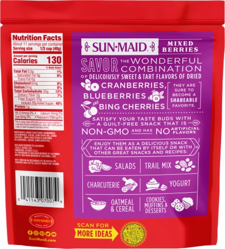Sun-Maid® Dried Mixed Berries Perspective: back