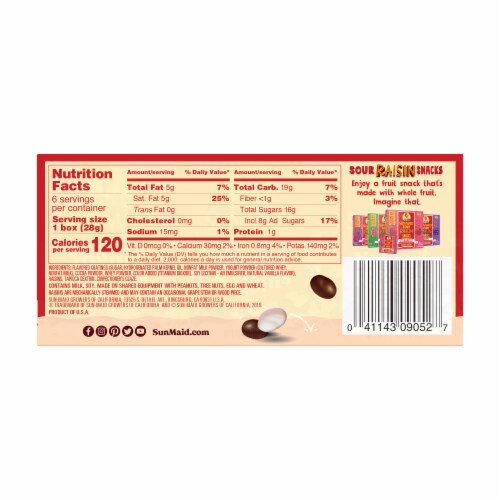 Sun-Maid® Dark Chocolate & Vanilla Yogurt Covered Rasins Perspective: back