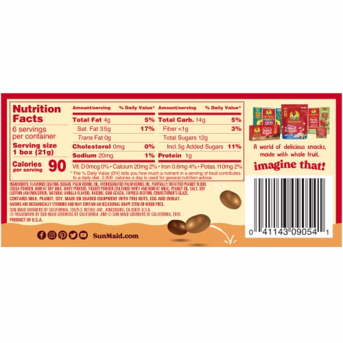 Sun-Maid® Chocolate & Peanut Butter Yogurt Covered Raisins Perspective: back
