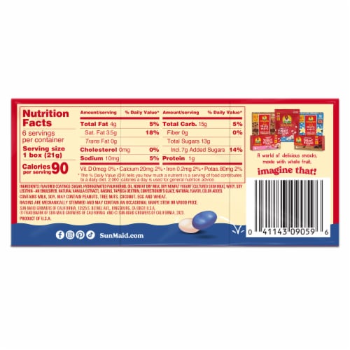 Sun-Maid® Blueberry & Vanilla Yogurt Covered Raisins Perspective: back