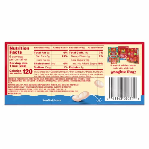 Sun-Maid® Vanilla Yogurt Covered Raisins Dried Fruit Snack Perspective: back